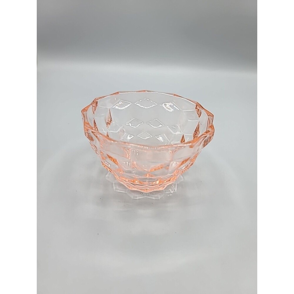 Vintage Jeannette Pink Depression Glass Cubist 4.25 Inch Bowl - Picture 4 of 9